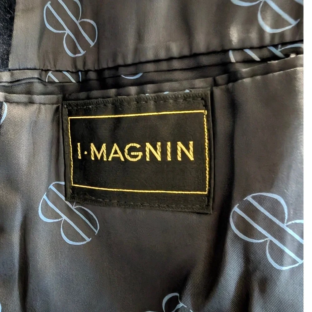 Vintage I Magnin Mens Navy Blue Velvet Blazer Two Button Sport Coat 42L